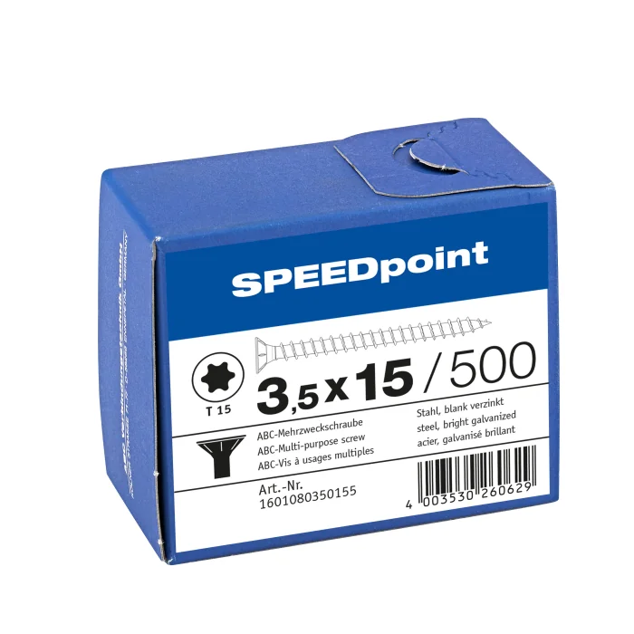 SPEEDPOINT parafuso madeira galvanizado T15 3.5x15mm 500pc 1601080350155