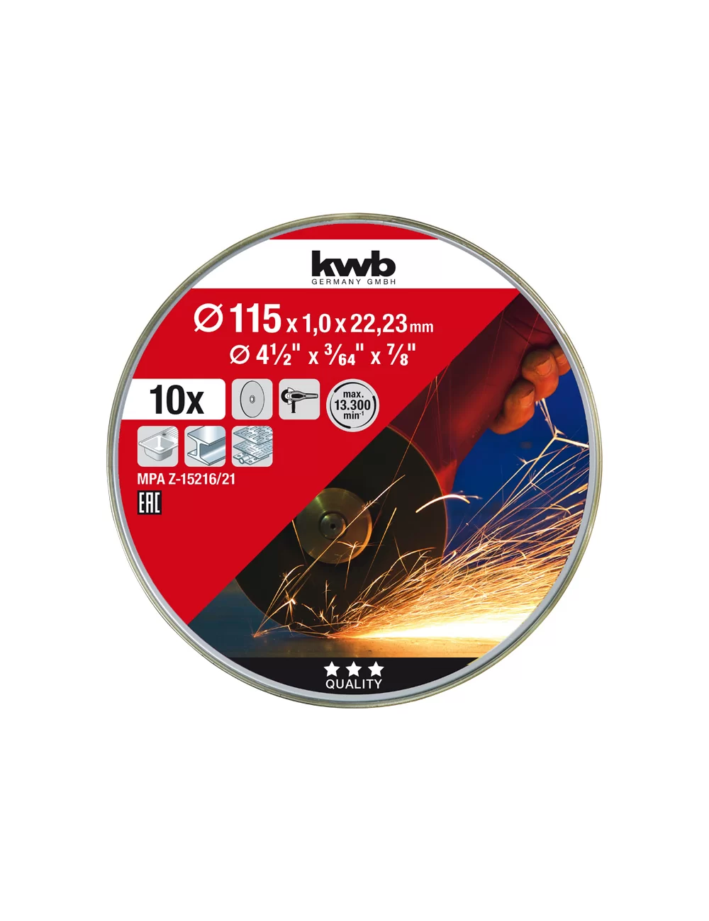 KWB lata discos corte inox 115mm 10pc 712021
