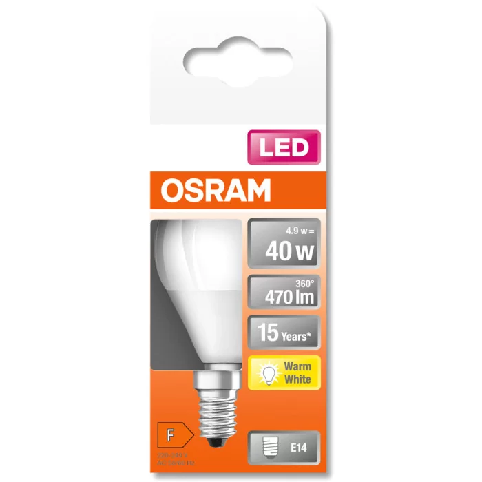 OSRAM lampada LED STAR CLASSIC P 40 4.9W E14 2700K