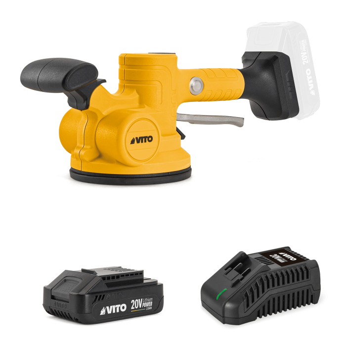 VITO 20V kit ventosa vibratoria para ceramica 130mm +1x2.0ah + carregador PACK10