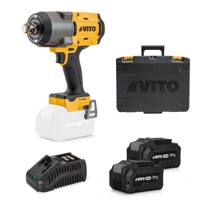VITO 20V kit chave de impacto brushless 3/4" 1980nm + 2xbat 8.0ah +carregador PACK13
